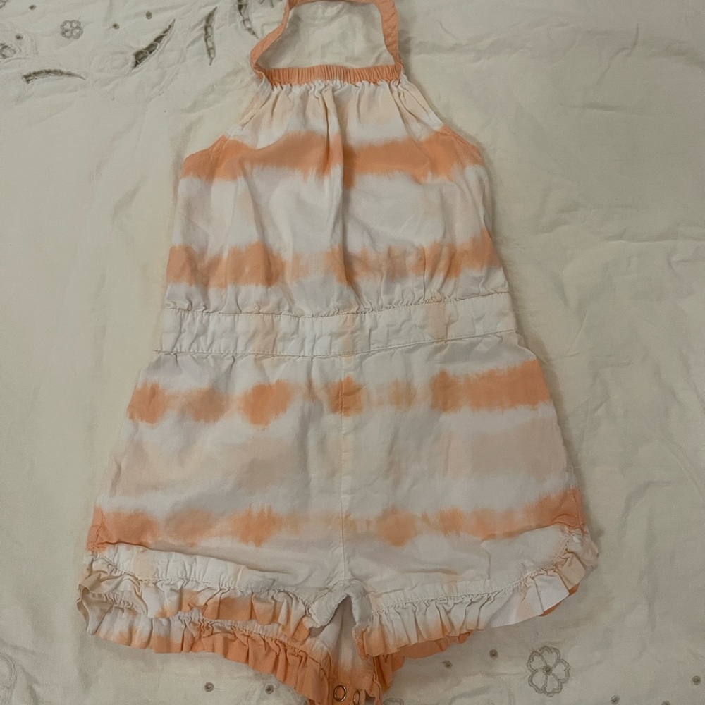 Tommy Bahama Baby Girl  Summer Tie Dye Orange Romper Shorts Size 2T